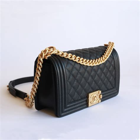 chanel caviar leather boy bag|Bags .